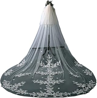 3 Meters Appliques Bridal Veil 2-Layer Cathedral Wedding Veil with Comb Wedding Accessories Birdcage Veil