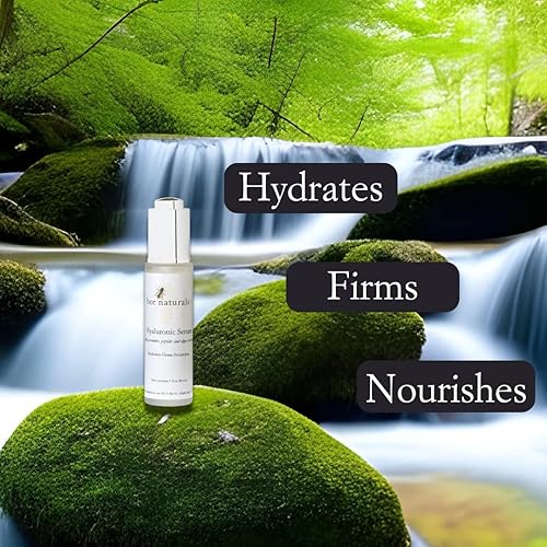 Miniatura 2 de Bee Naturals Suero de ácido hialurónico 1oz: Ceramidas Péptidos Extracto de algas para hidratación Crecimiento de colágeno Líneas finas Arrugas