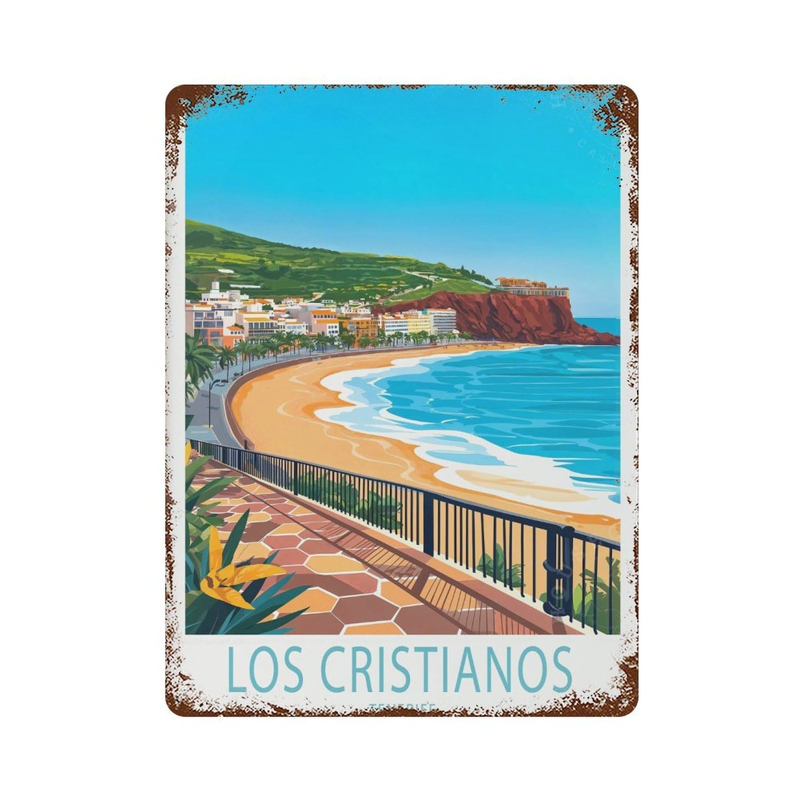 xiaoxiaoshen Los Cristianos Tenerife Travel Wall Decor Art Metal Tin Poster Modern Home Decor Art Home Bar Shop Decorations Vintage Sign 40x30cm