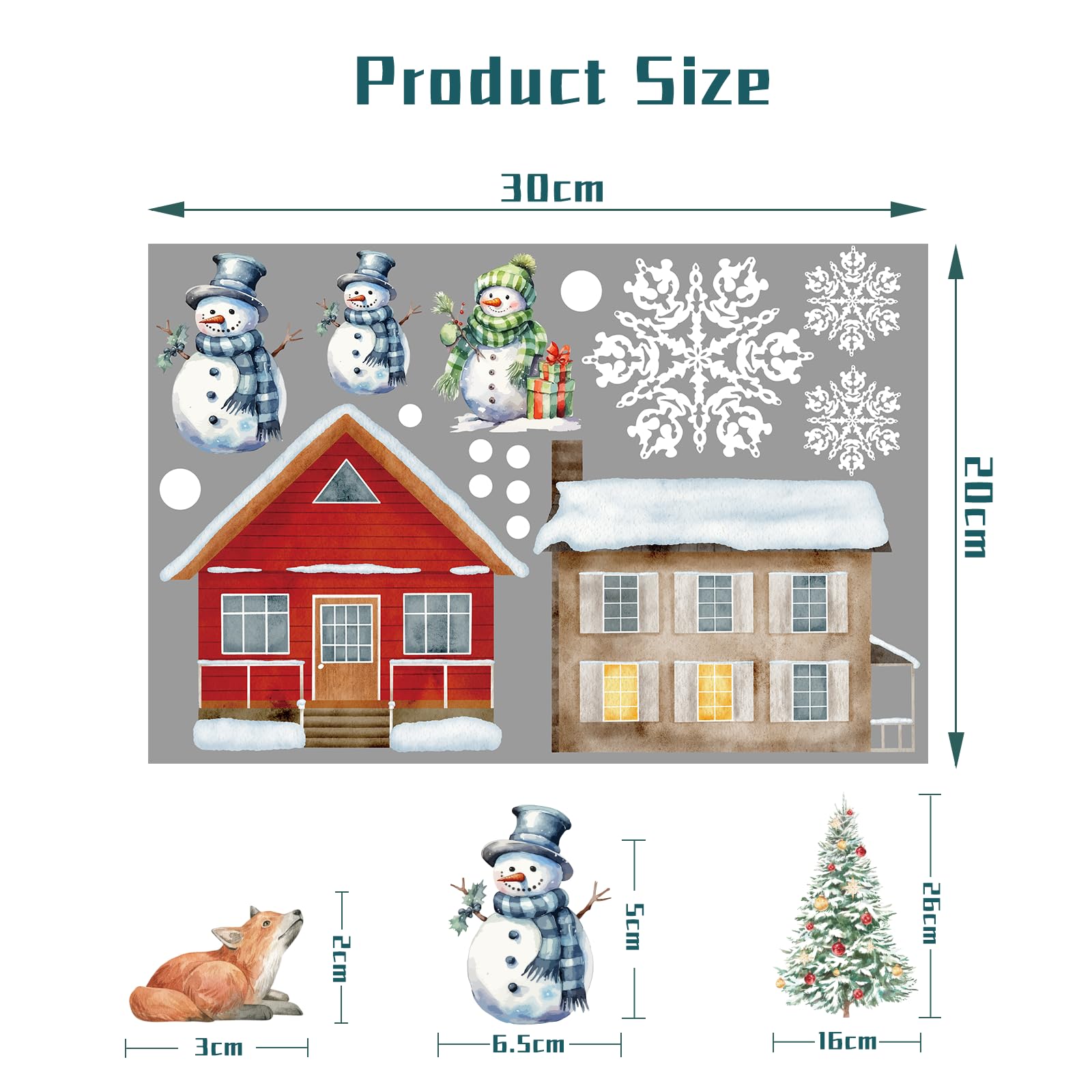 HINZER 310 Calcomanías Navideñas Para Ventana, Decoración De Ventanas, Copos De Navidad, Para El Hogar, Ciervos, Papá Noel, Copos De Nieve