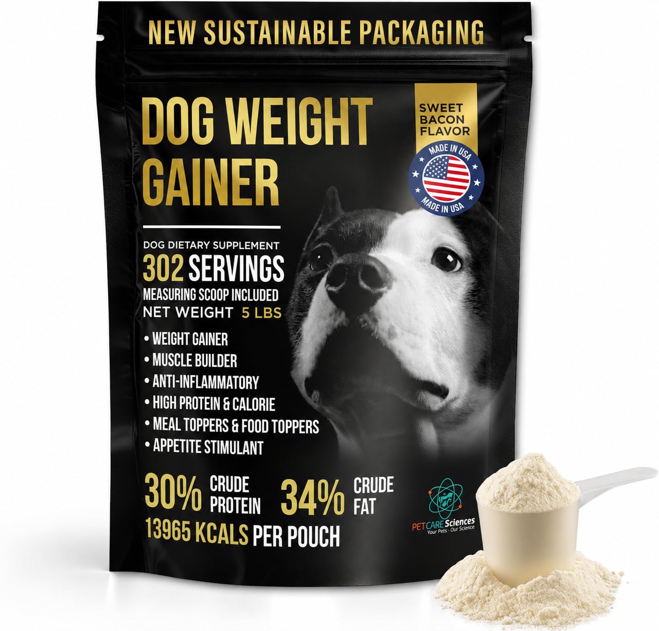 Dog Weight Gainer 90 Servings - High Calorie Supplement for Dogs - Weight Gain Supplements for Dogs - Dog Protein Powder & Muscle Builder - (1.5 lbs) Made in USA. — Amazon image 12