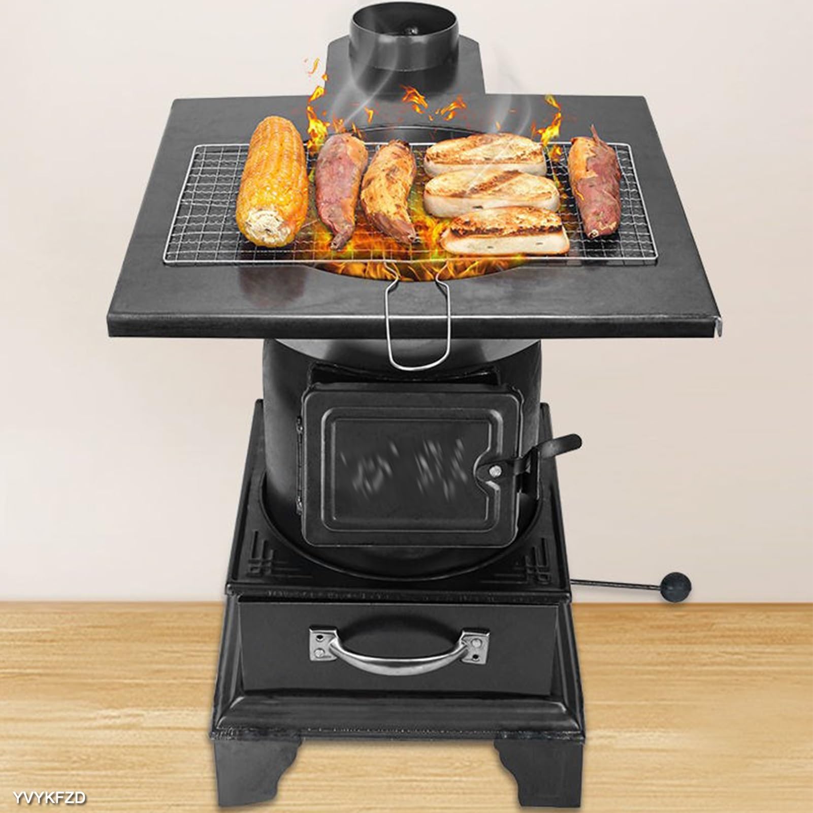 Poêle à bois de camping portable en fonte, poêle à bois multifonctionnel pour le camping d'hiver, cuisine extérieure pour 2 à 3 personnes, idéal pour les voyages, les pique-niques et les bar