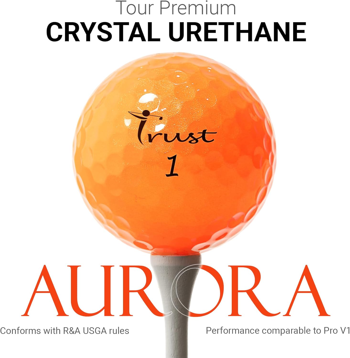 Trust Golf Balls - Aurora & Rosa Crystal Urethane Series | Eye-Catching & Easy to Spot | Maximum Distance, Soft Feel, Straight Flight, & Greenside Control | Blue, Orange, Pink, Yellow | 12 or 48 Balls