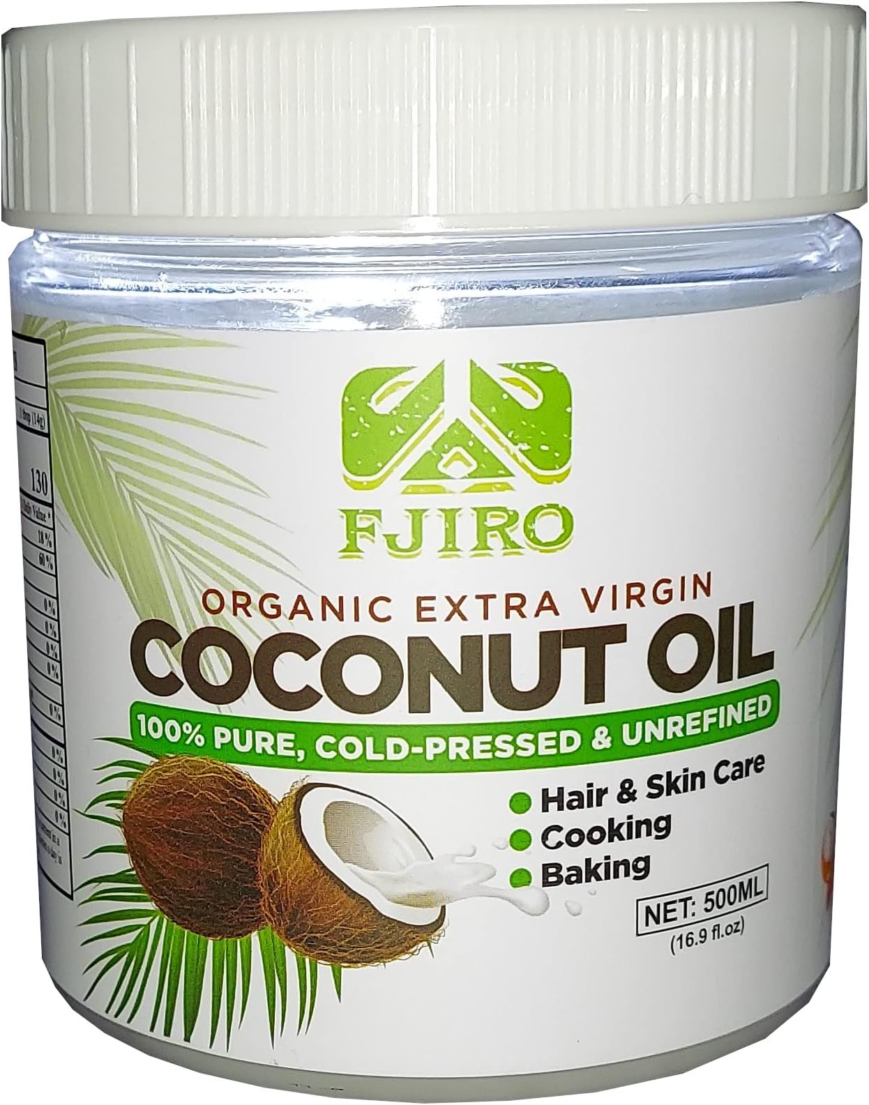 Fjiro Organic Pure Extra Virgin Coconut Oil for Hair, Skin & Cooking