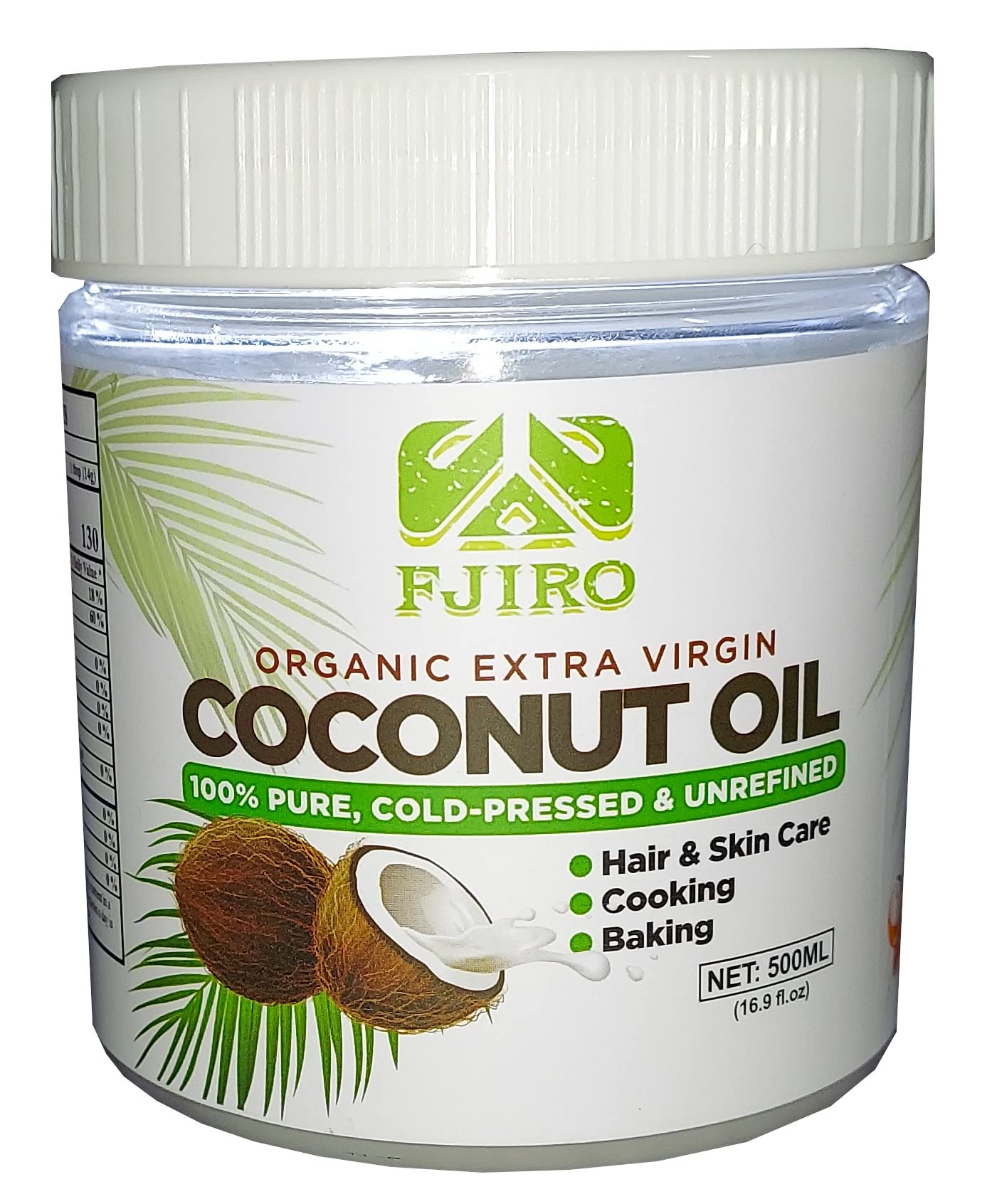 Fjiro Organic Pure Extra Virgin Coconut Oil for Hair, Skin & Cooking
