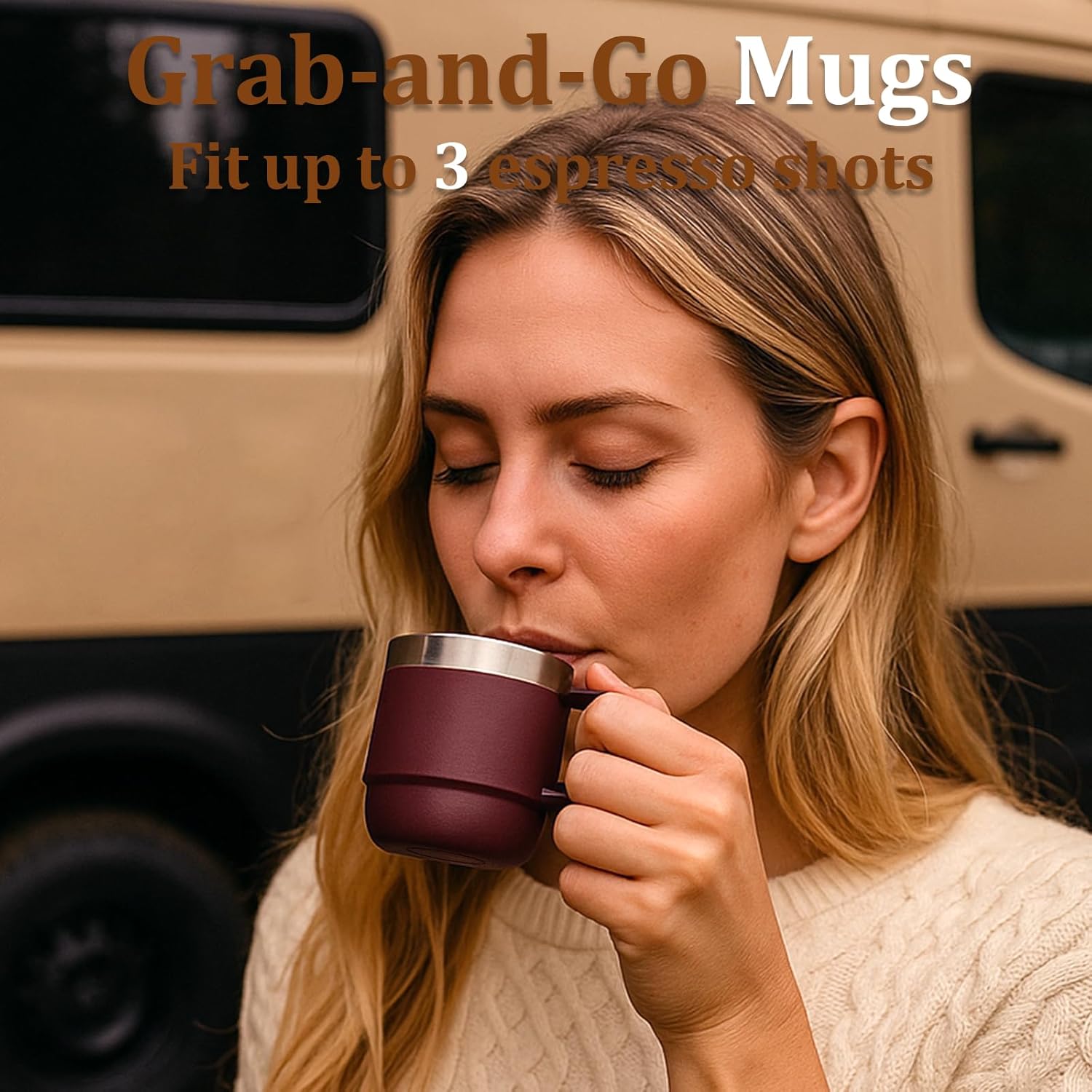 Zenbo 6 oz Espresso/Coffee Mug with Handle, Double Wall Vacuum Insulated 18/8 Stainless Steel Ceramic Lined Cups, Coffee, Tea, Hot & Cold Drinks, No Sweat, Dishwasher Safe(Wild Vine Red-2Pack) - Image 3