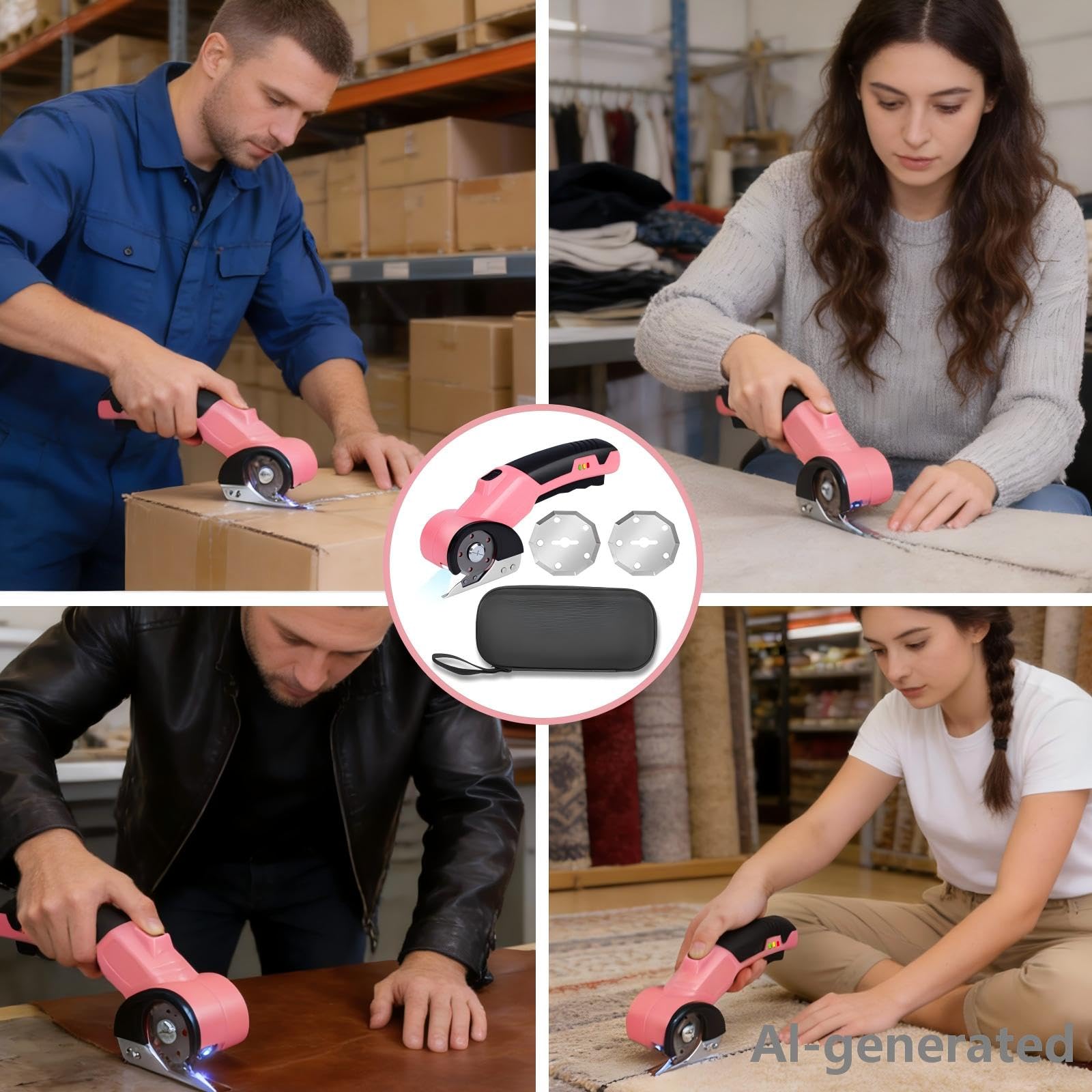 Ciseaux Electrique Tissu Couture 4.2V, Ciseaux Électrique sans Fil avec 2 Lames, Carton Puissant, pour Tissu, Cuir, Tapis, Plastique, PVC, DIY & Couture Ciseaux électriques rotatifs sans fil