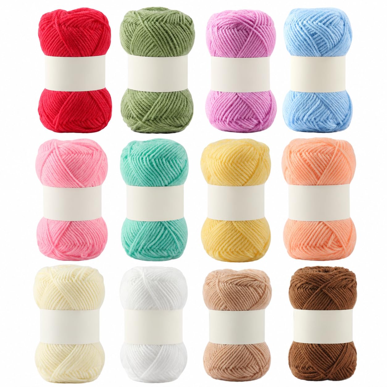 12 Pastel Colors Soft Wool Oon Yarn Bundle for DIY Crochet Crafts, Doll Making, Knitting, Weaving & Beginners Art Projects | Crochet Yarn Set for Knitting & Amigurumi-picture-15