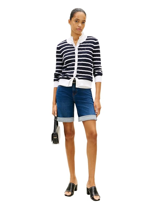 Tommy Hilfiger Women's Denim 5 Pocket 9" Shorts,Dark Blue 8 by Tommy Hilfiger - Used condition - Image 3