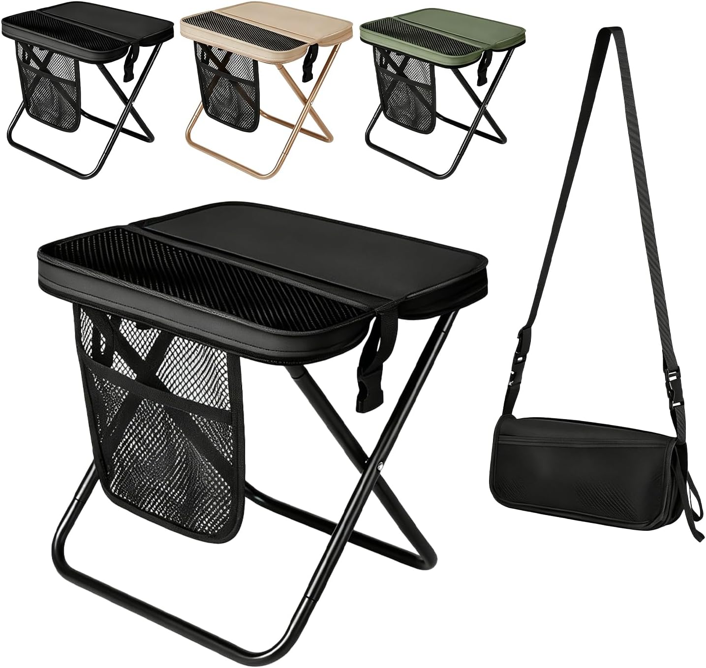 Foldable Backpack Stool, Compact Folding Chair for Adults, Portable Seat with Storage Pockets, Heavy Duty Travel Gear, Ideal Lightweight Accessory during Outdoor Hiking, Sports, Camping, and Fishing