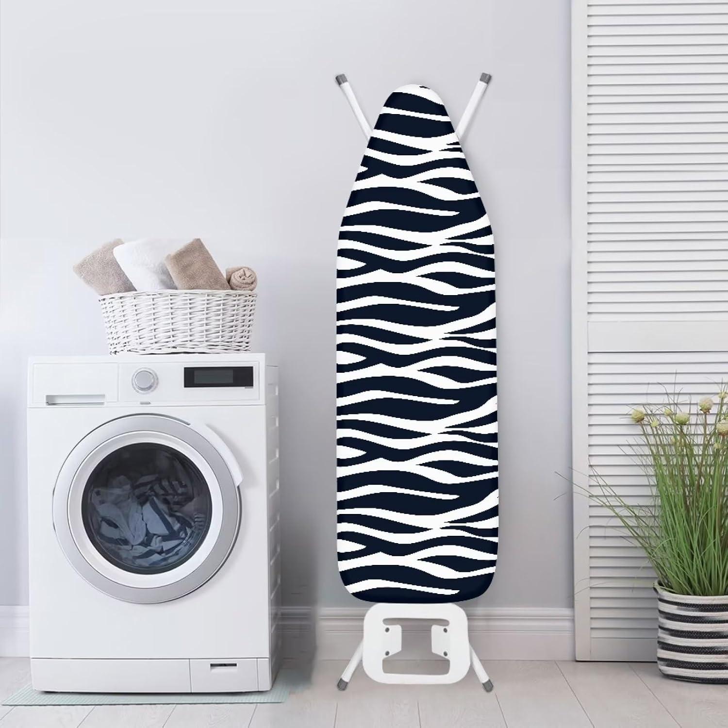 Zebra Print Ironing Board Cover and Pad Extra Thick Padding 15x54 Inch Fits Standard Boards, Pads Resist Scorching and Staining, Elastic Edge Covers Fasteners