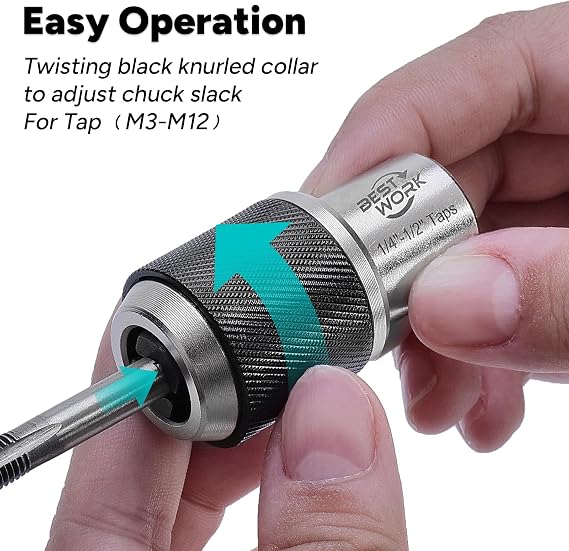 3pcs Adjustable Tap Socket Set, 3/8 Drive Tap Handle Tool | with Socket Adapter, fits Taps, Reamers, Screw Extractors (#6-1/2), for Tight Spaces, Cr-Mo Steel, Storage Case