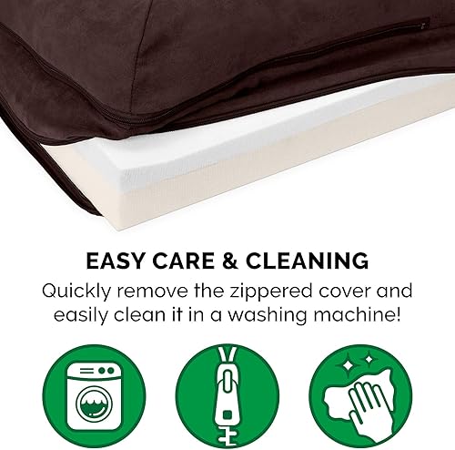 Miniatura 8 de Furhaven - Cama para perro de espuma viscoelástica, de piel sintética y gamuza, en dos tonos, estilo diván en forma de L, expreso, talla jumbo