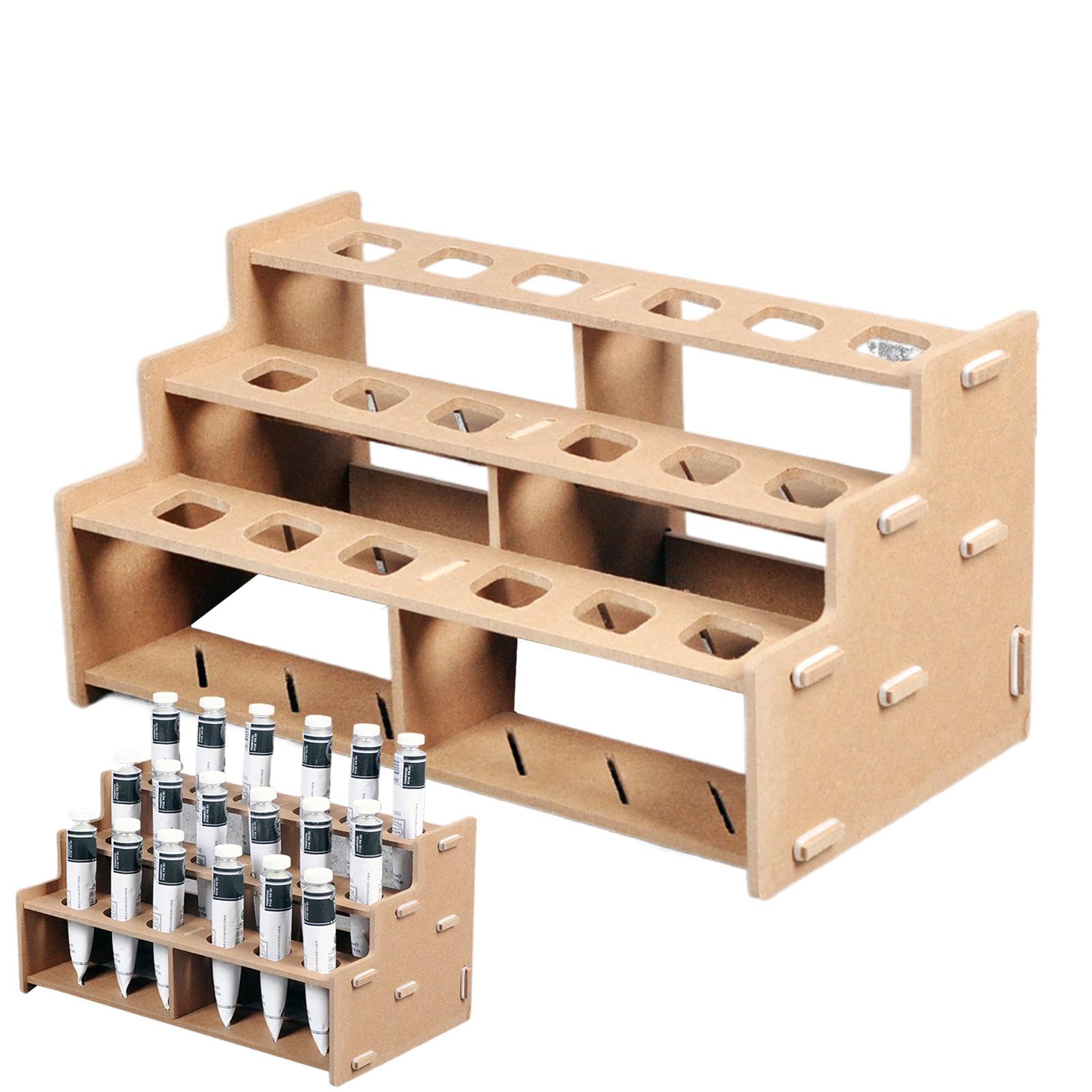 FmtwPhn Art Paint Tube Storage Organiser, Paint Tube Organiser, 3-Layer Wooden Tube Holder Rack, Multi-Layer Painting Storage Display Stand for Illustrators, Painters, Painters