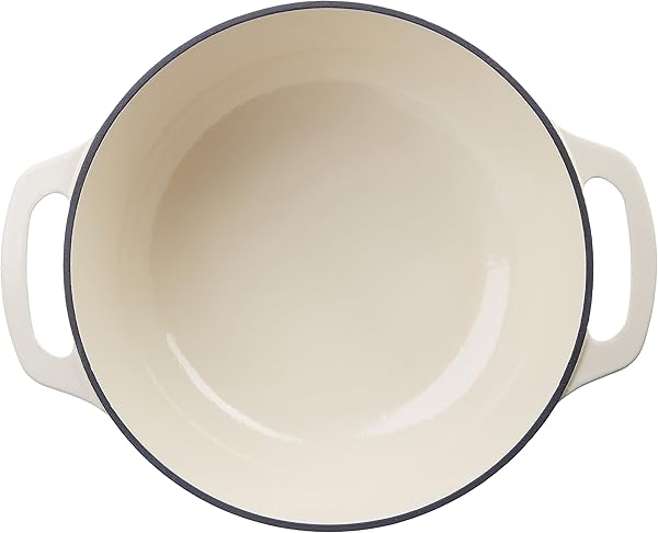 Amazon Basics Cazuela de hierro fundido esmaltado tipo «horno holandés», Redondo, 4.1 L, Blanco - 3