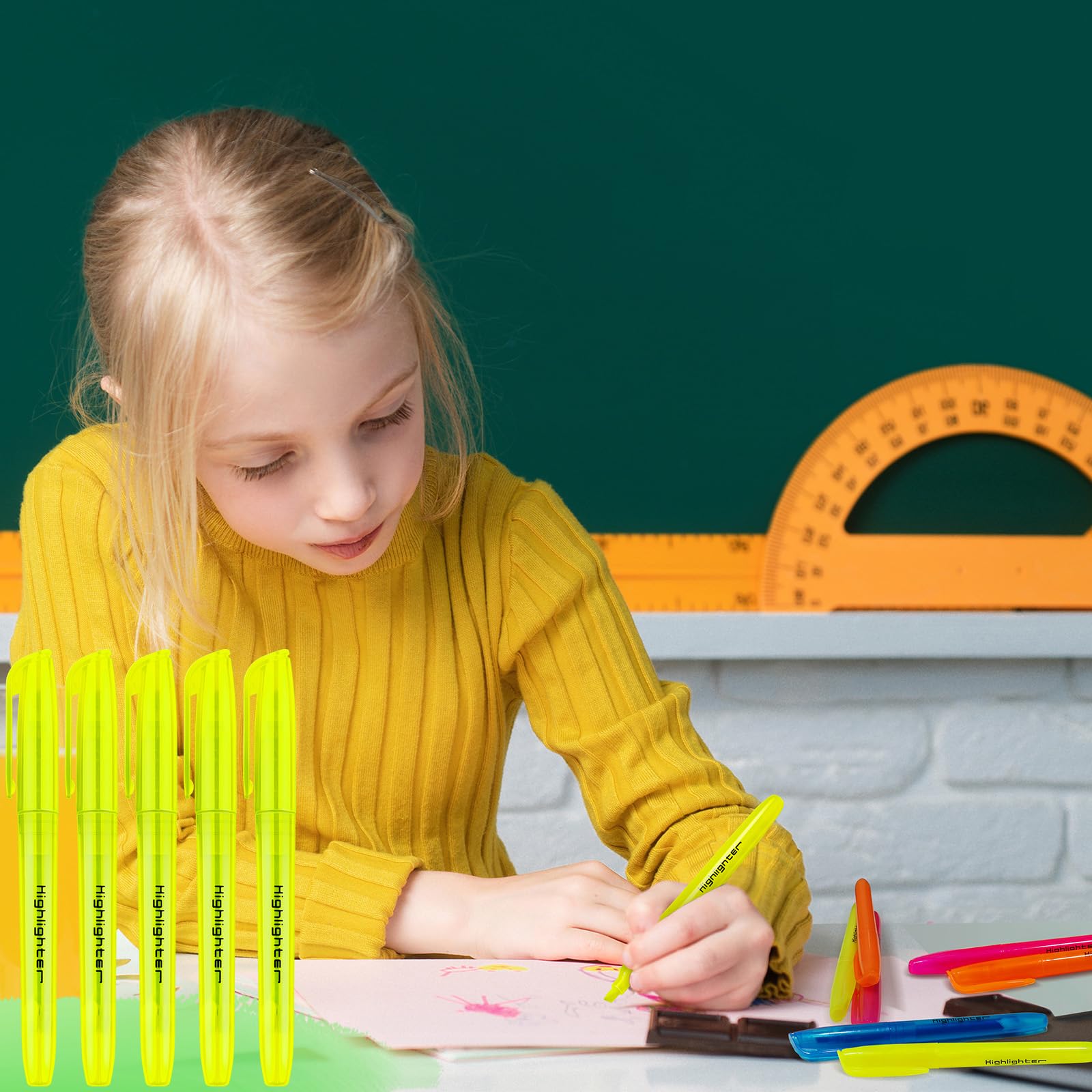 Textmarker, 240 Stück, verschiedene Farben, Textmarker, Keilspitze, Textmarker, Stifte für Schule, Klassenzimmer, Büro (240)