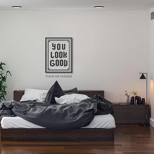 Miniatura 5 de OMANI Arte de pared con citas en blanco y negro, minimalista de moda, con texto en inglés "You Look Good", impresiones en lienzo con azulejos