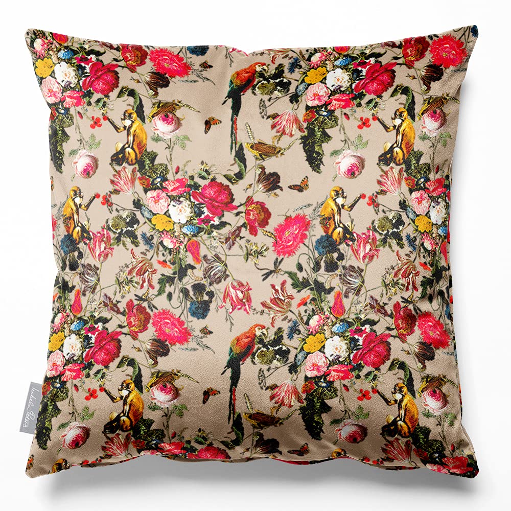 Izabela Peters Ivory Cream Velvet Cushions - Eco-Friendly, Filled, 60 Cm, Monkey Puzzle - Chair & Sofa Seat Cushions