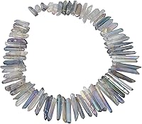 Vista 32 de rockcloud rocas naturales de cristal, cubiertas de titanio, cuarzo claro, en punta, hebra de 15 pulgadas