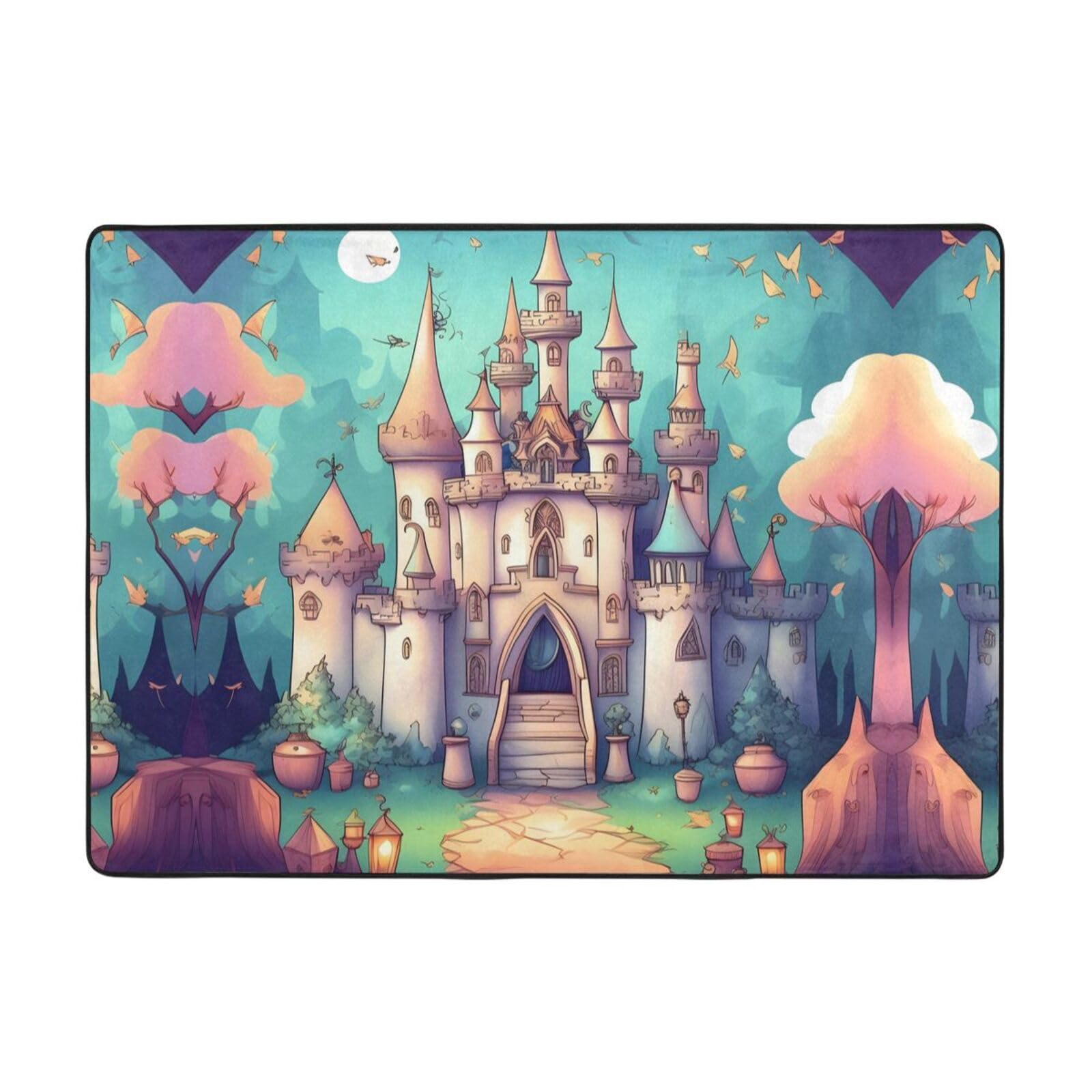 Tapis château classique moelleux anti-froid pour table basse et salon
