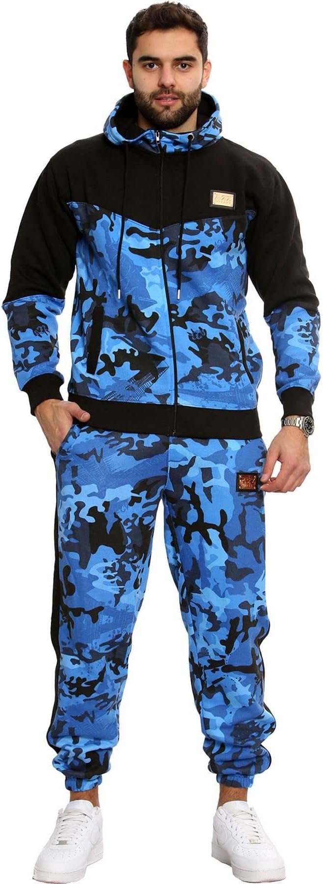 Mens Tracksuit Camouflage Print Hoodie with Joggers Sweatpants Casual Sports Activewear Set Adults S-3XL