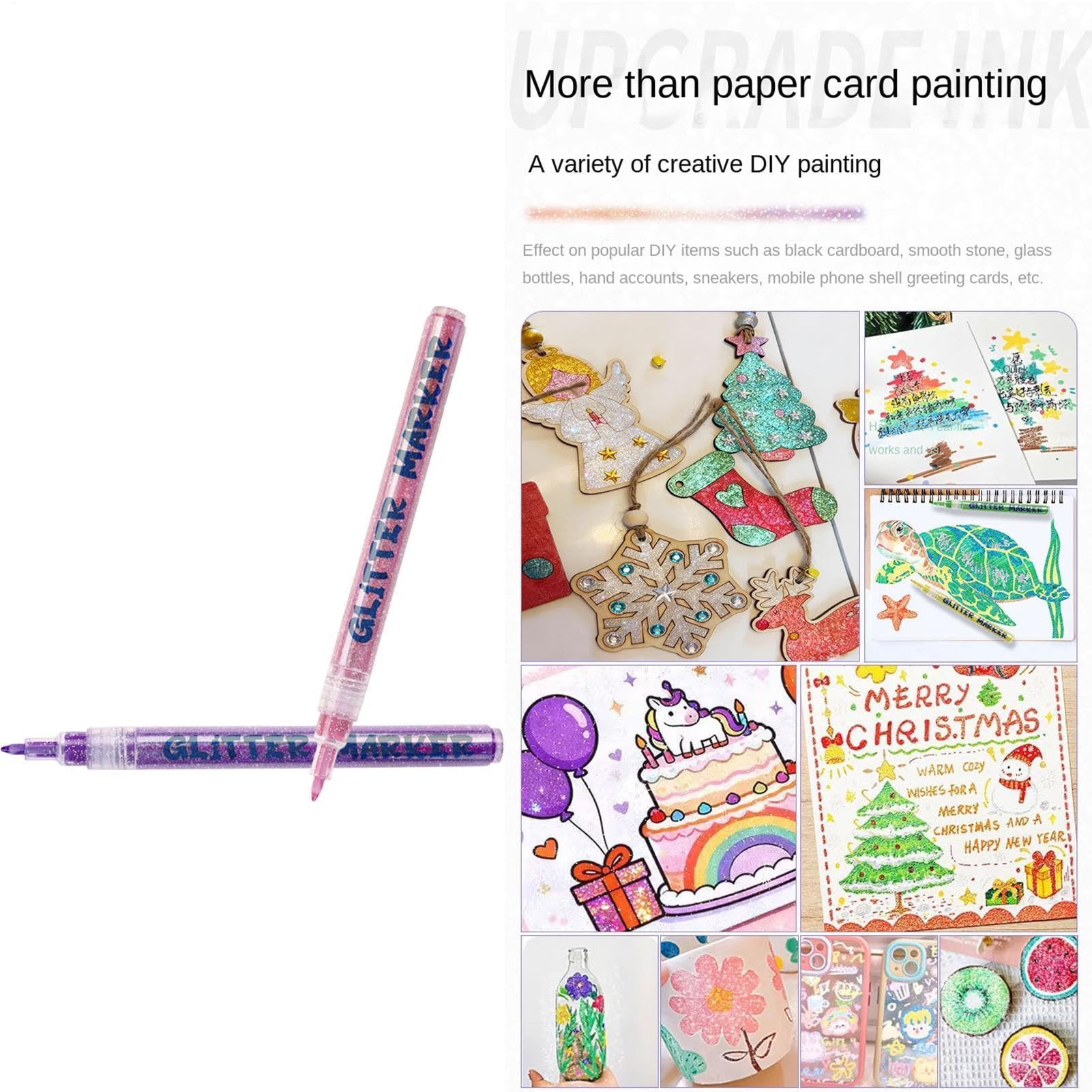 Generisch Penne glitterate per bambini, matite da disegno senza sbavature
