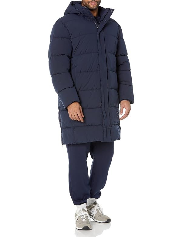 Amazon Essentials Men's Hooded Long Puffer Coat, Navy, Medium by Amazon Essentials - Image 5