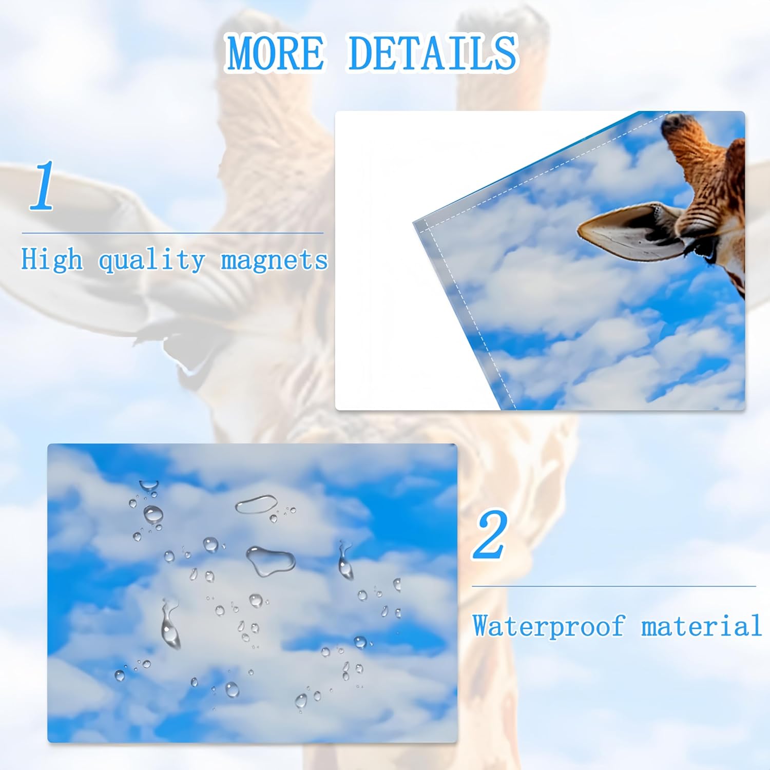 4 Pack Fluorescent Light Covers for Ceiling Lights -Magnetic Cloud Cover for Fluorescent Or LED Fixture 2ft x 4ft Classroom,Home,Office Decoration Filters Overhead Lighting- Giraffe