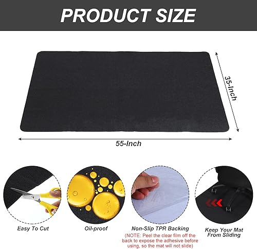 Miniatura 2 de PATIKIL Tapete para silla de oficina de 55 x 35 pulgadas, tapete de escritorio multiusos para sillas rodantes para suelos de madera dura (negro)