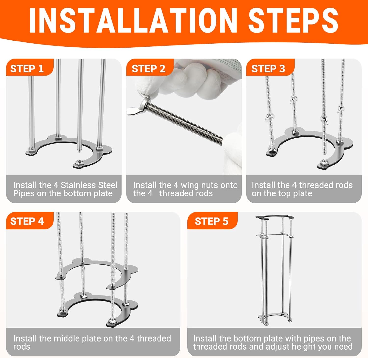 Undermount Sink Brackets,Stainless Sink Support,18.1"-31.1" Adjustable Under Sink Support Legs,Sink Repair Install System for Bathroom and Kitchen,4 Rods