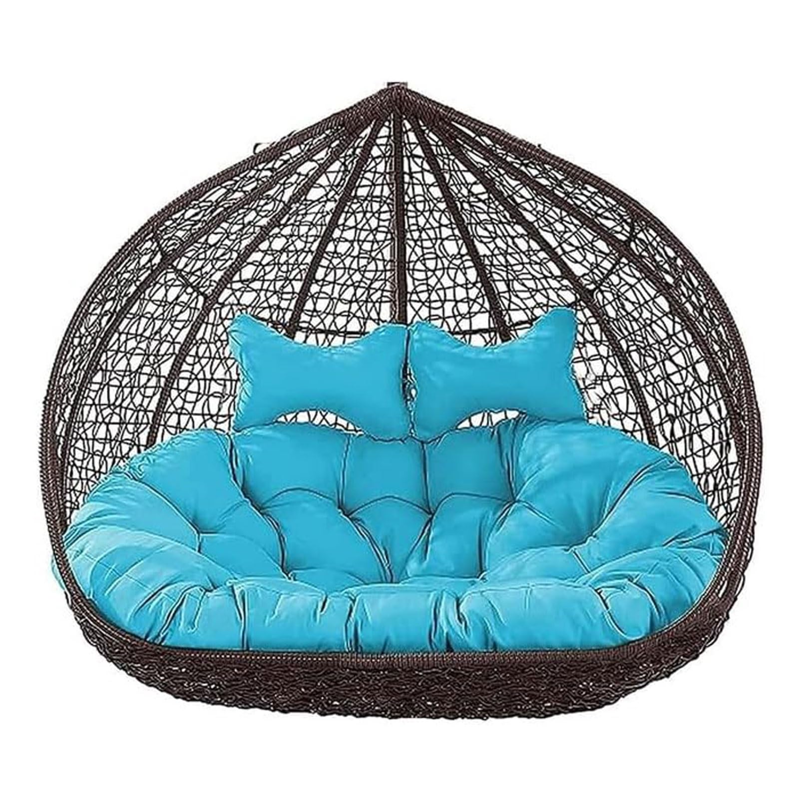 Cuscino per sedia sospeso extra spesso per 2 sedute e schienale imbottiti, comodo da usare in interni ed esterni, elegante colore blu, ideale per rilassarsi e decorare la casa
