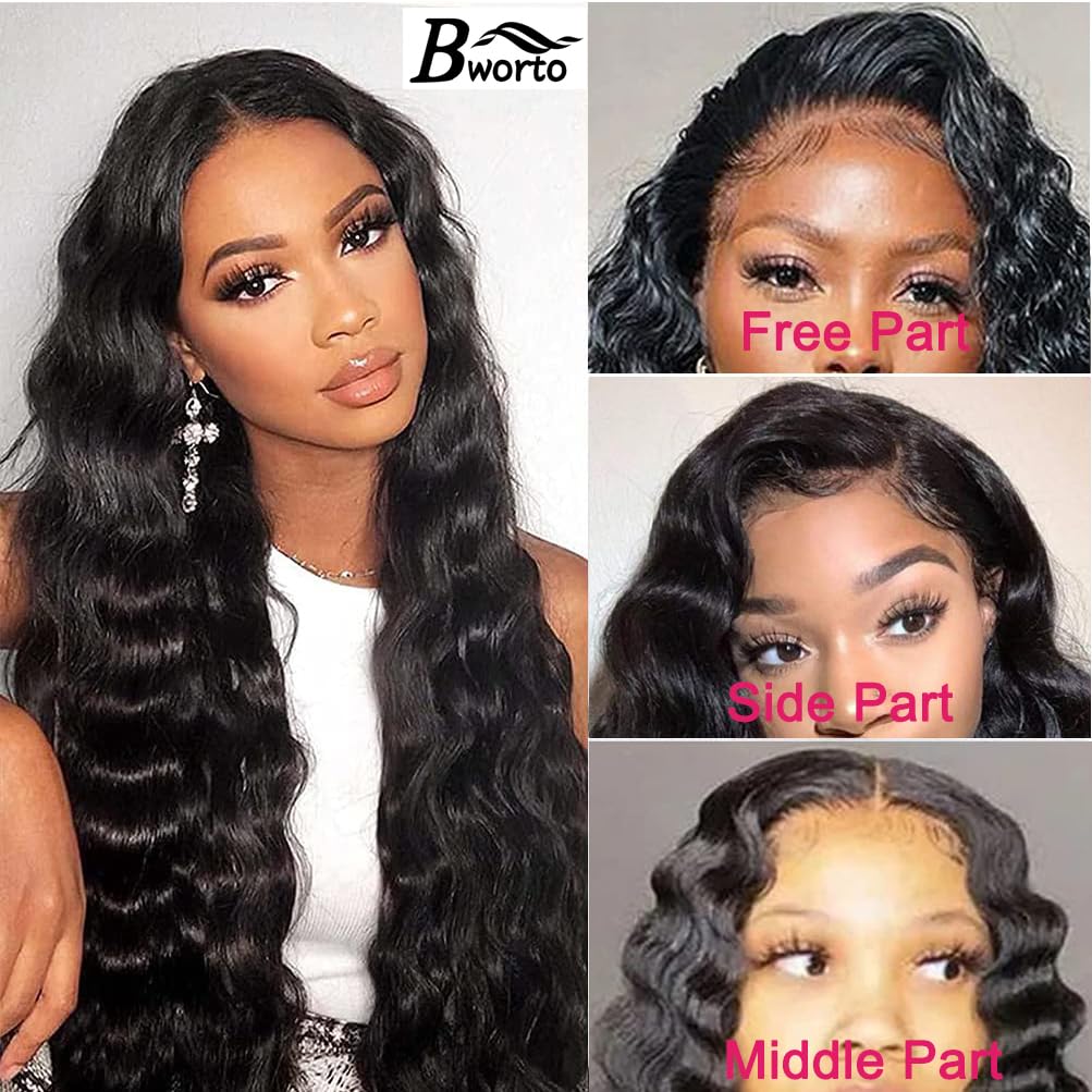 Loose Deep Wave 13x4 Lace Front Wigs Human Hair Pre Plucked Loose Deep Curly Lace Frontal Wigs for Black Women Natural Hairline 20 Inch