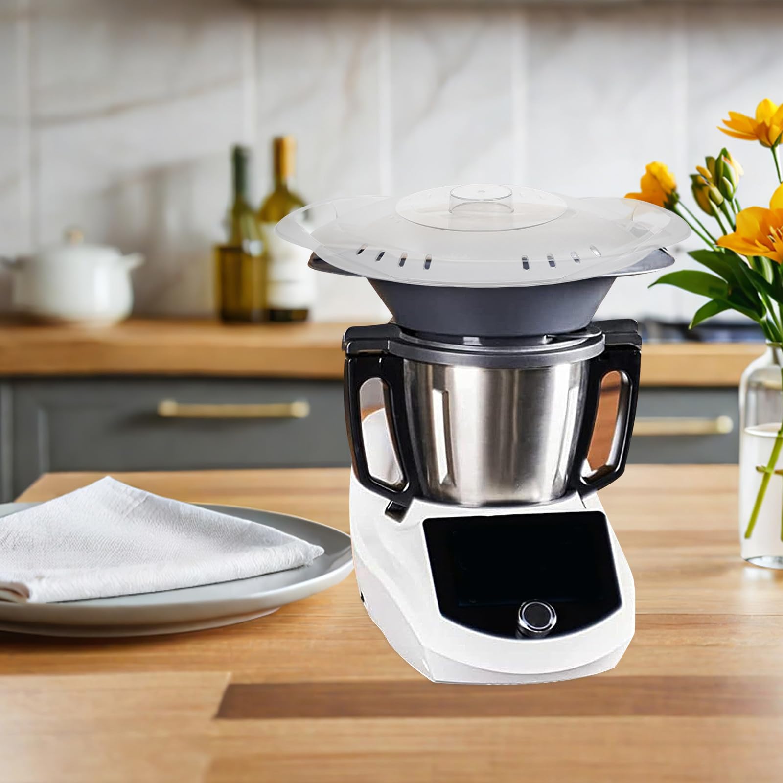 Tapa de Plástico Transparente Control de Cocción para Vaporera de Alimentos Cubierta Resistente al Calor, Apta para Lavavajillas Compatible con Thermomix Tm6 Tm5 Tm31