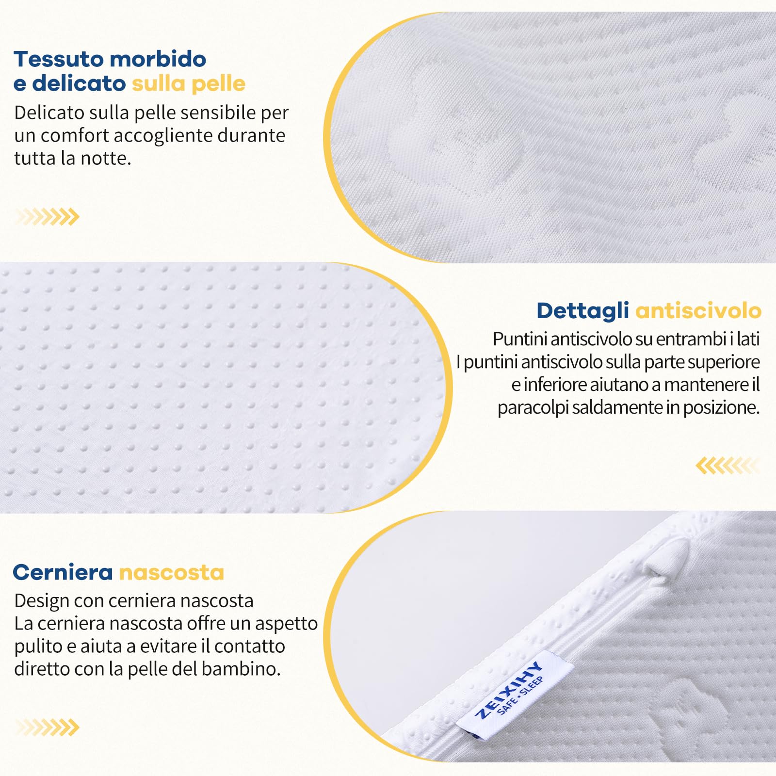 Sponda Letto Bambini in Schiuma Semicircolare, Barriera Letto con Fodera Rimovibile Lavabile, Protezione Antiscivolo per Letti Singoli, Matrimoniali, Queen e King, Confezione da 2