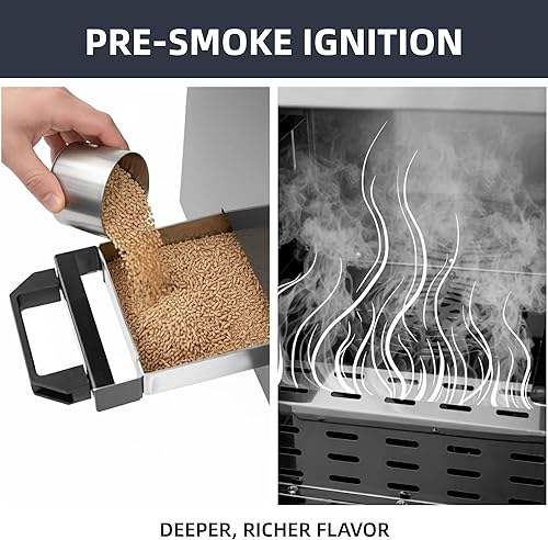 Miniatura 4 de Ahumador eléctrico, gabinete para ahumar de 2 estantes de 800 W con controles de perilla, rango de 86 a 230 F y temporizador de 1 a 12 horas,