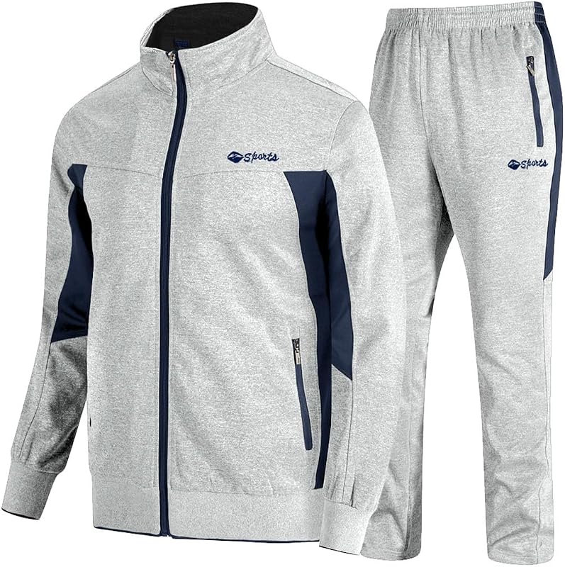 TBMPOY Chándal para hombre, trajes de chándal para hombre, 2 piezas, casual, atlético, jogging, calentamiento, conjuntos con cremallera completa