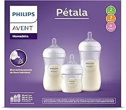 Philips Avent Kit Mamadeira Pétala, 125ml bico fluxo-lento + 260ml bico fluxo-médio + 330ml bico fluxo-rápido, SCD838/27