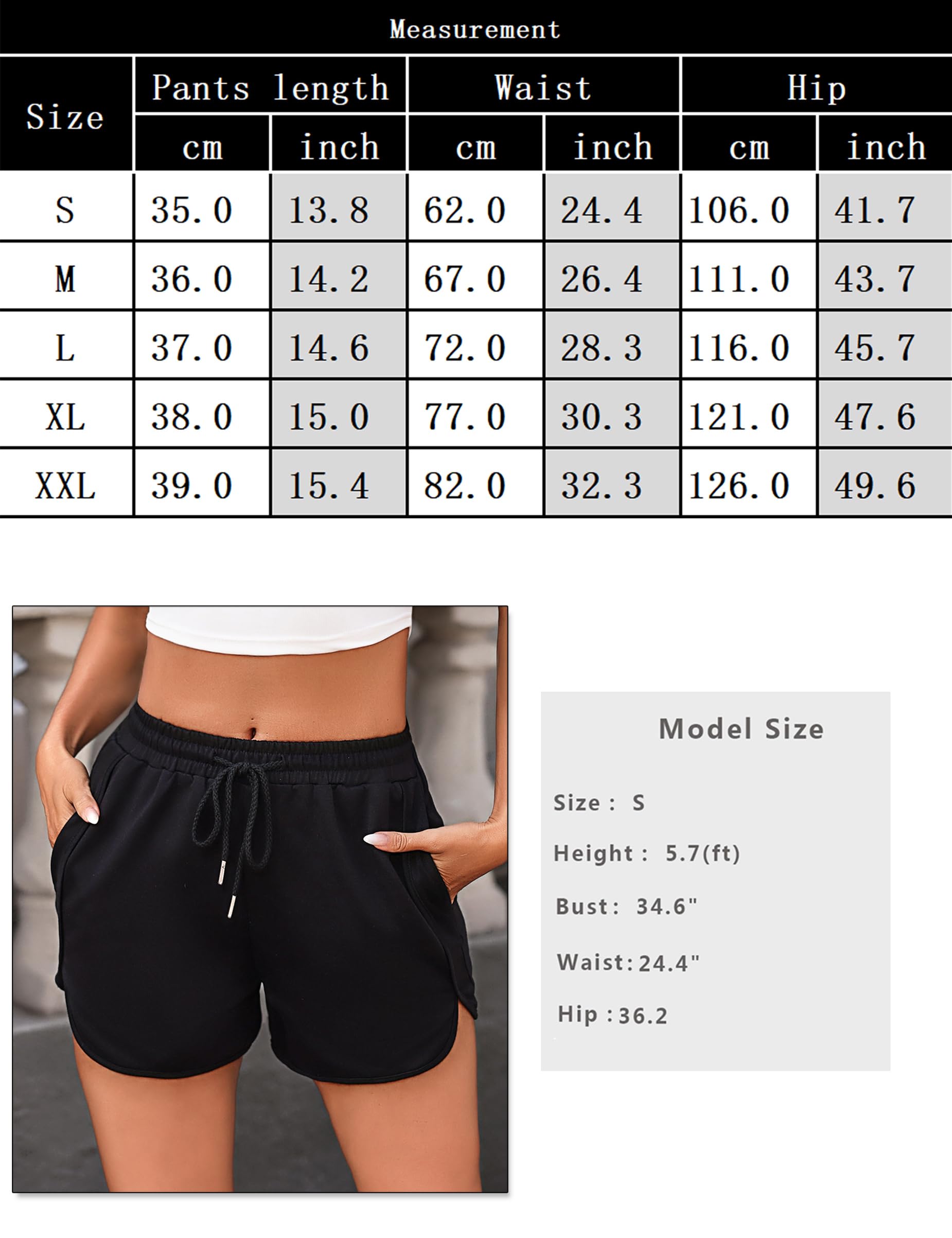 Litherday Shorts Mujer Deporte Verano Pantalón Corto Deportivo Algodón con Bolsillos y Cordón Ajustable para Yoga Correr S-XXL