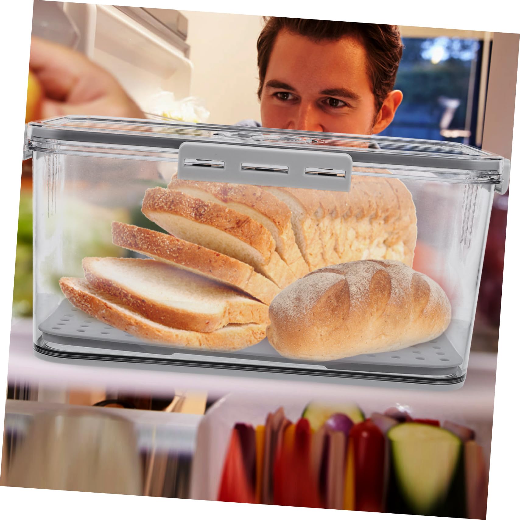 Zerodeko Caja Organizadora para Alimentos y Frutas con Tapa Hermética y Bandeja de Drenaje de Pet para Mantener Frescura en Refrigerador y Congelador