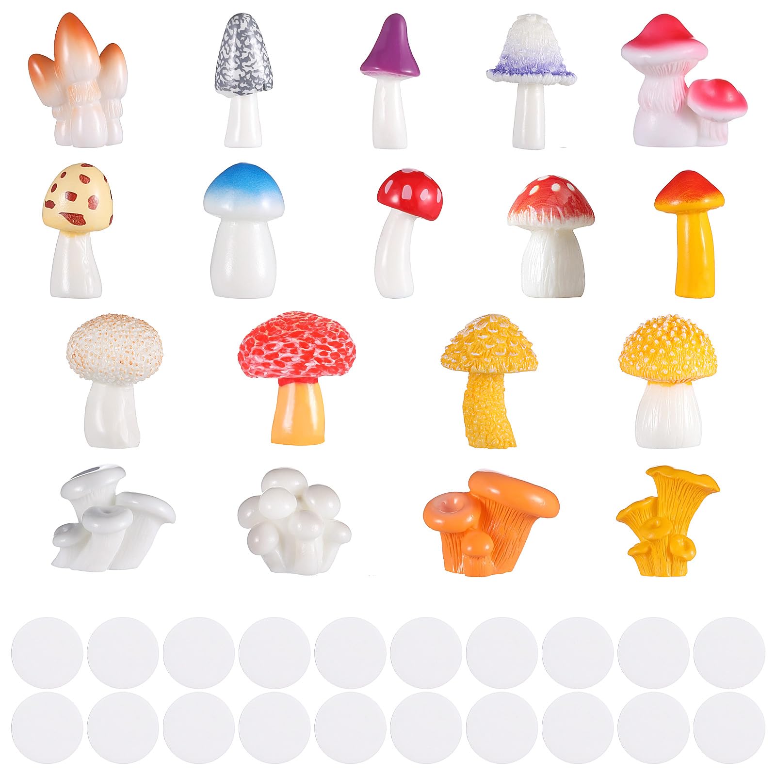 W Rxkiocs 22 Pièces Mini Champignons Résine - Décoration Jardin Fée Et Bonsaï