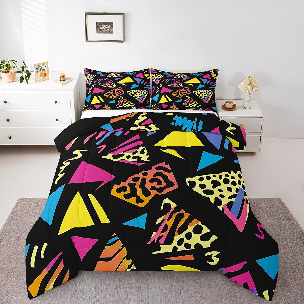 Set di biancheria da letto in percalle di cotone con motivo geometrico