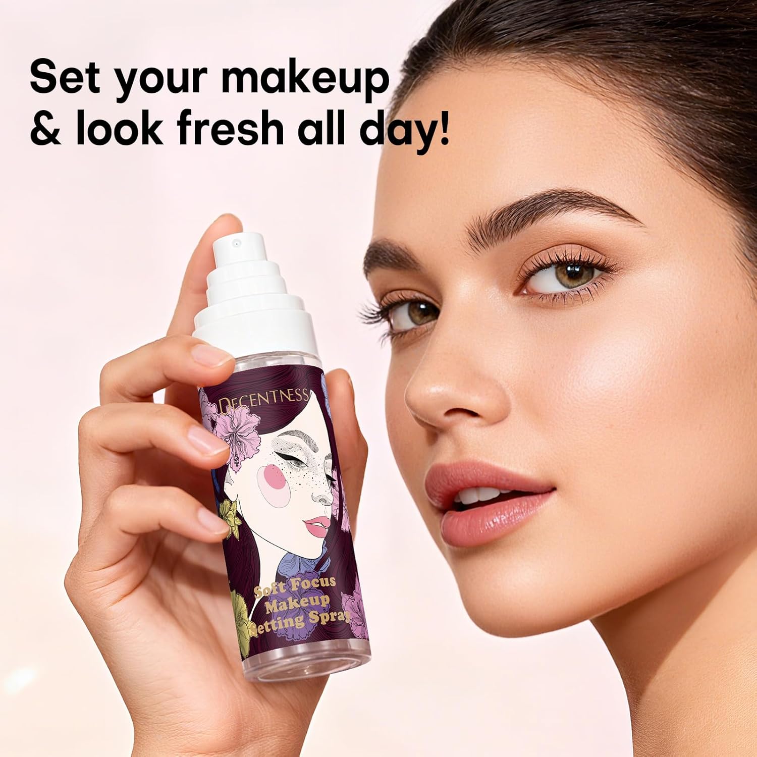 Makeup Setting Spray, Smudge-proof Waterproof Long Lasting Weightless with Micro-Fine Mist, Natural Finish Transfer-Resistant Effect, Suitable for All Skin Types, 3.4oz/100ml - Image 6