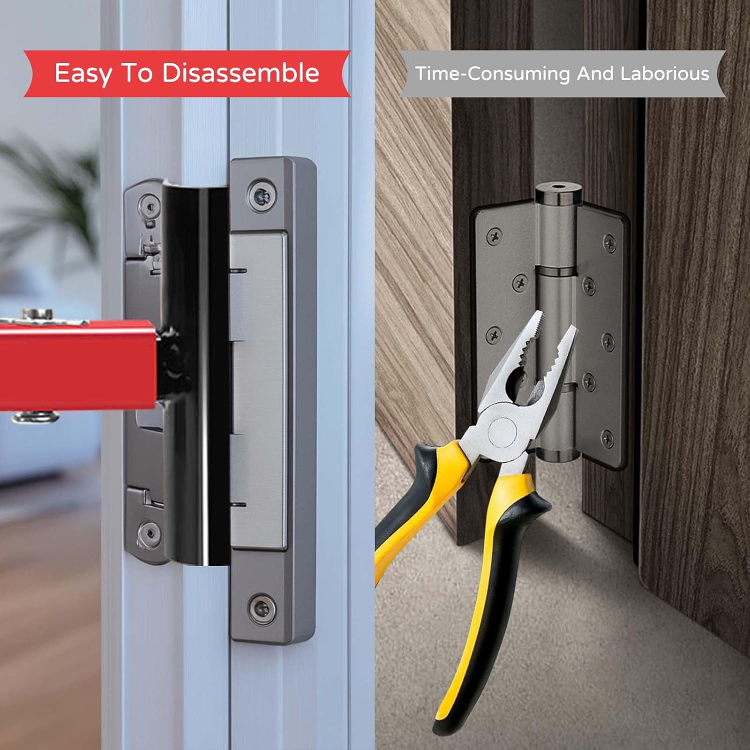 4イン1ドアヒンジ調整ツール、保護手袋付き、高耐久塗装スチールヒンジベンダーレンチ、ラバーグリップ付き、住宅および商業用のドアギャッ