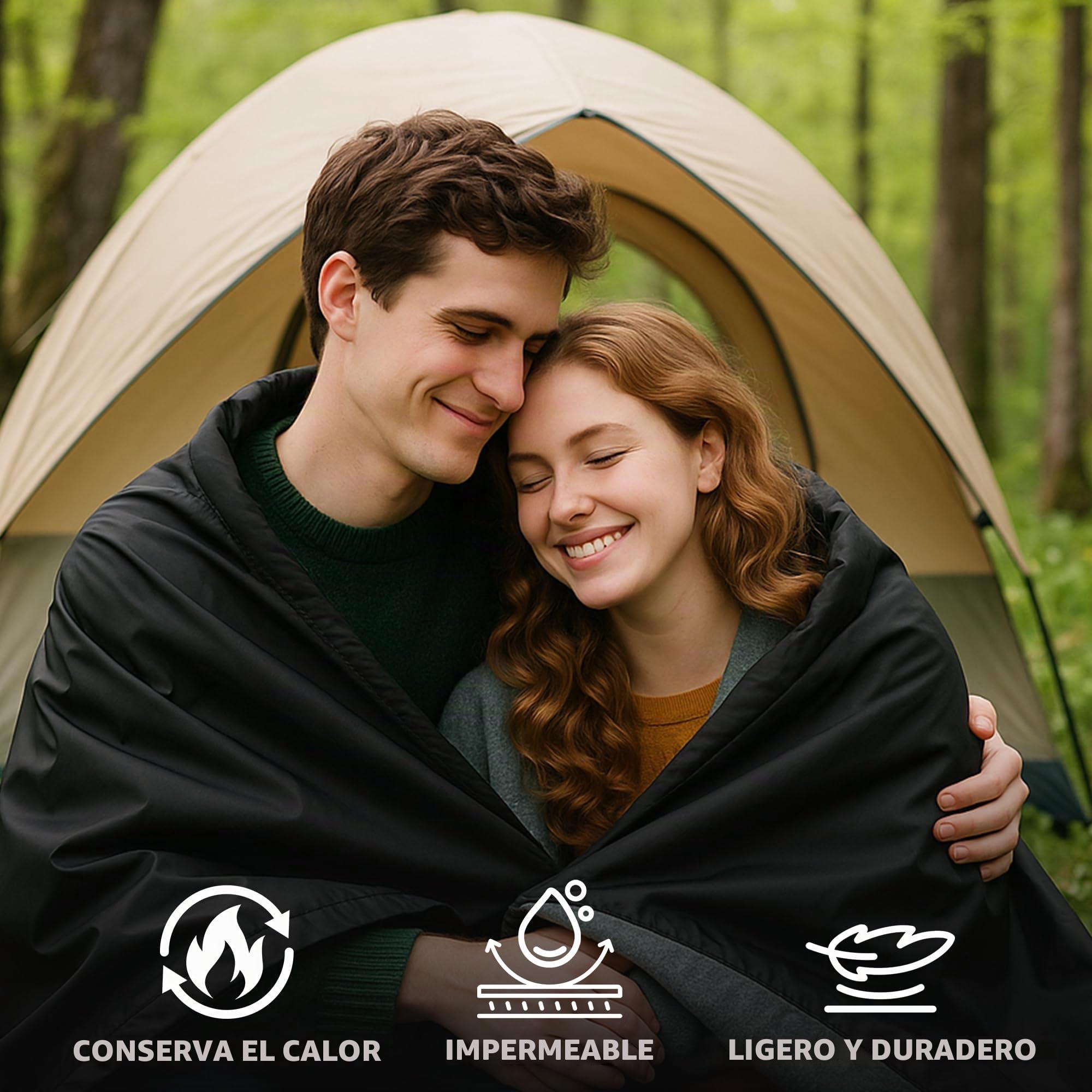 EULANT Manta Impermeable de Camping con Capucha, Poncho Ponible, Manta con Capucha para Ver Deportes y Mantenerse Caliente al Aire Libre/Coches, Versátil para Pícnic, Saco de Dormir, Capa Cálida