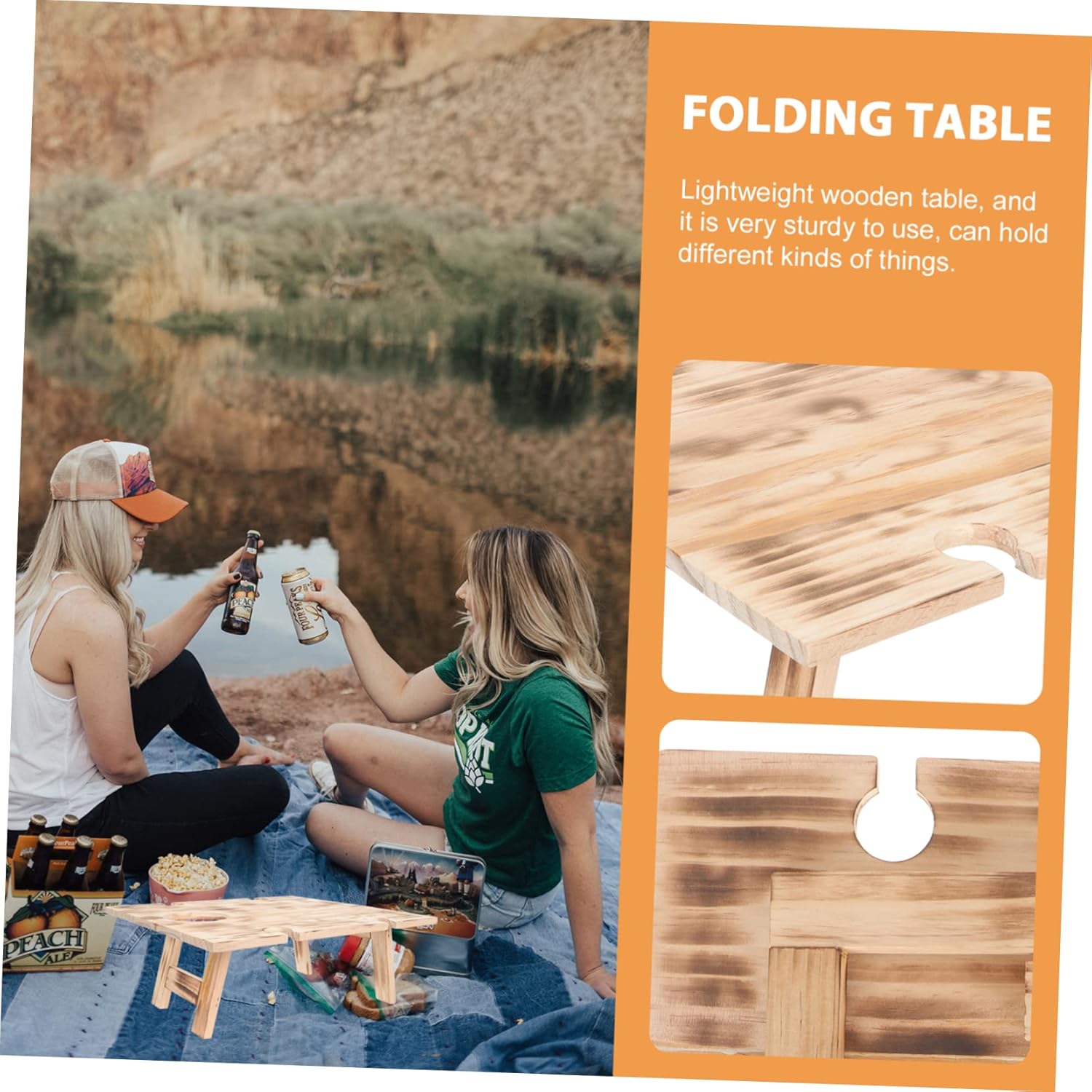 SUPVOX Wooden Camping Table Storage Compact Folding Picnic Table for Outdoor Activities Garden and Indoor Use