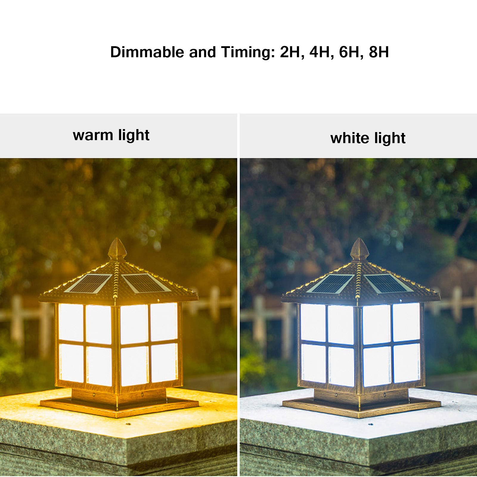 Lampe solaire d'extérieur sur pied - Lanterne de jardin - 4 modes de couleur - Pour patio, porche, portail - Éclairage de rue