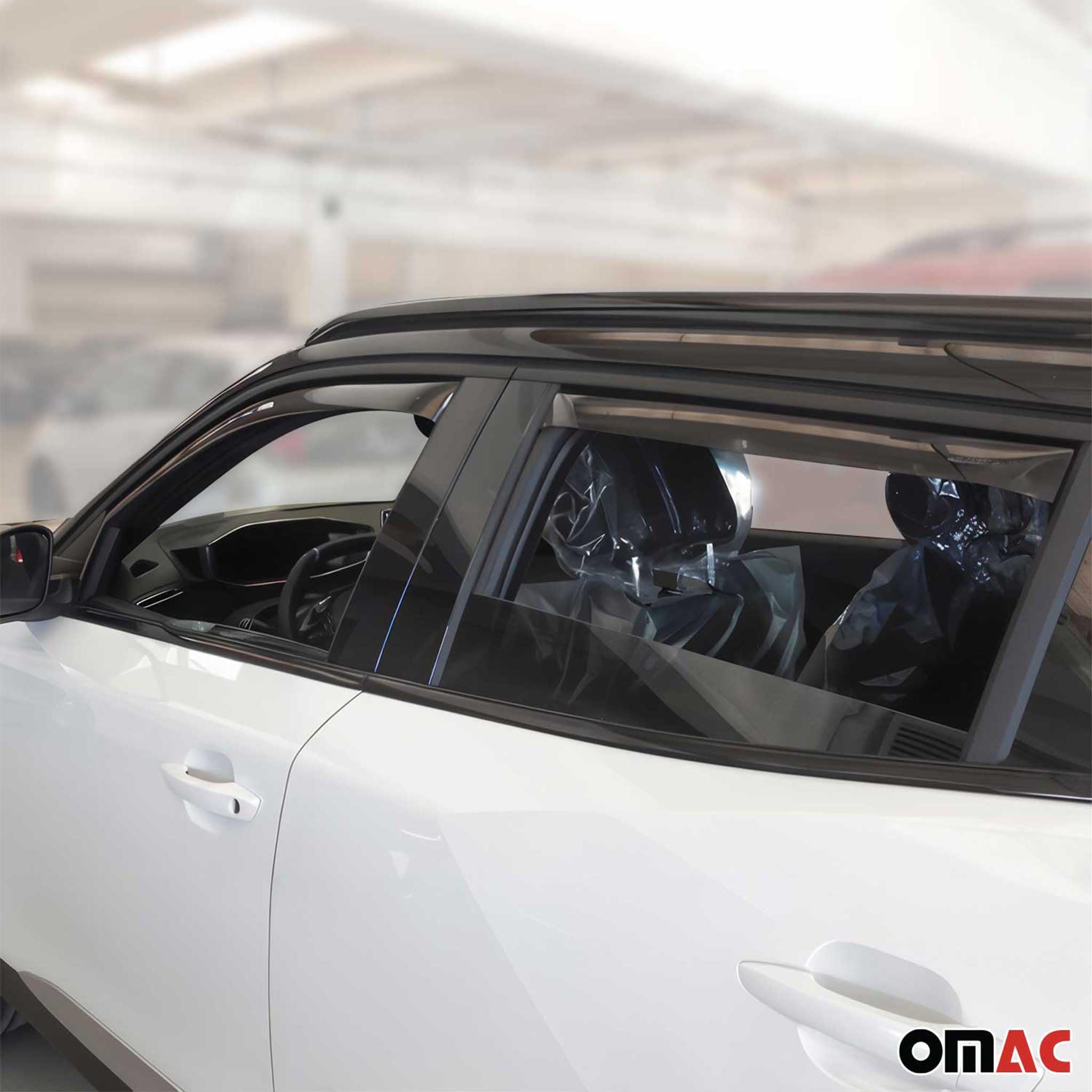 OMAC Owiewki Regenabweiser kompatybilny z Peugeot 2008 2020-2025 Dunkel Akryl 4tlg