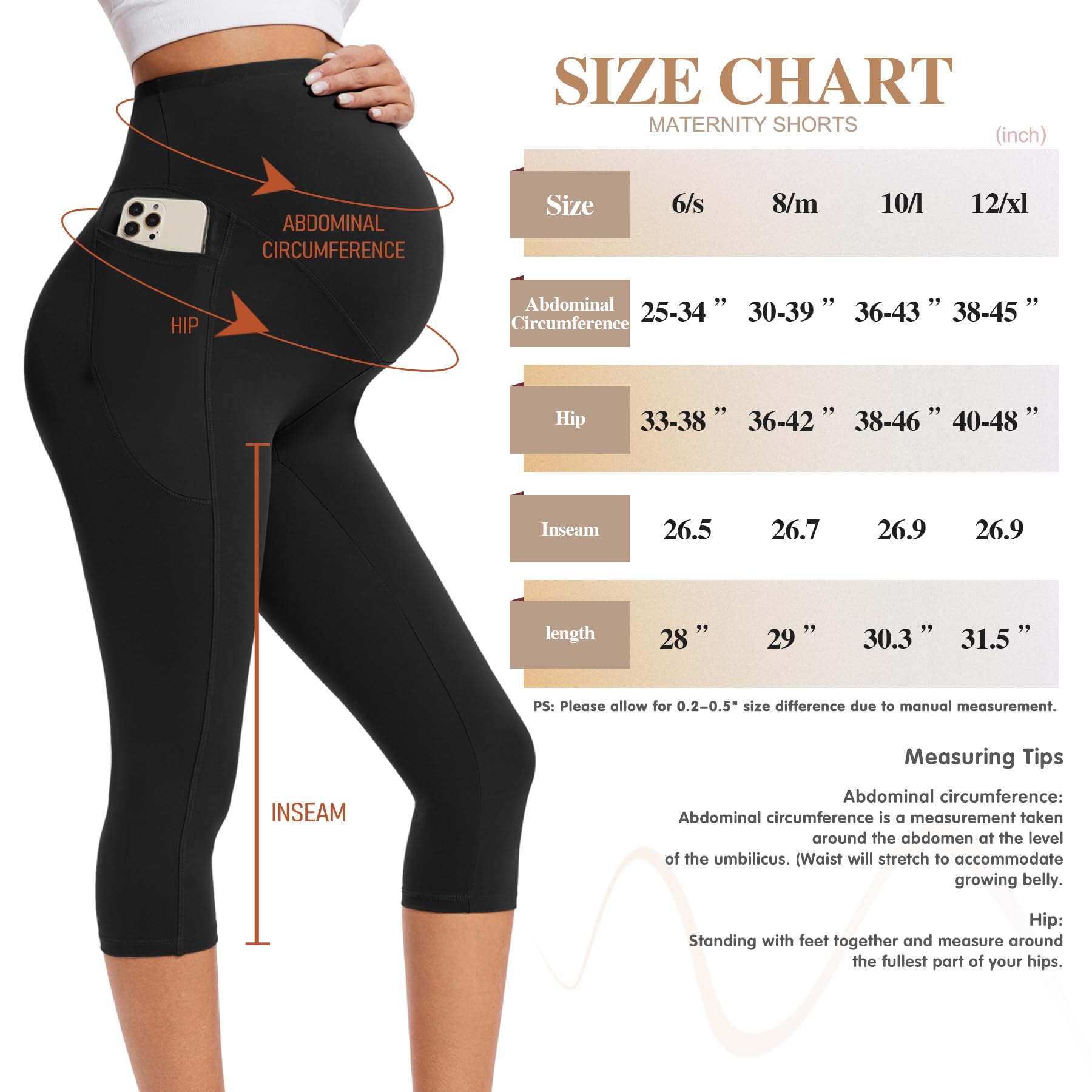 Umstandsleggings für Damen, mit Taschen über dem Bauch, Po, weich, Workout, Schwangerschaft, Yoga, 4 Stück