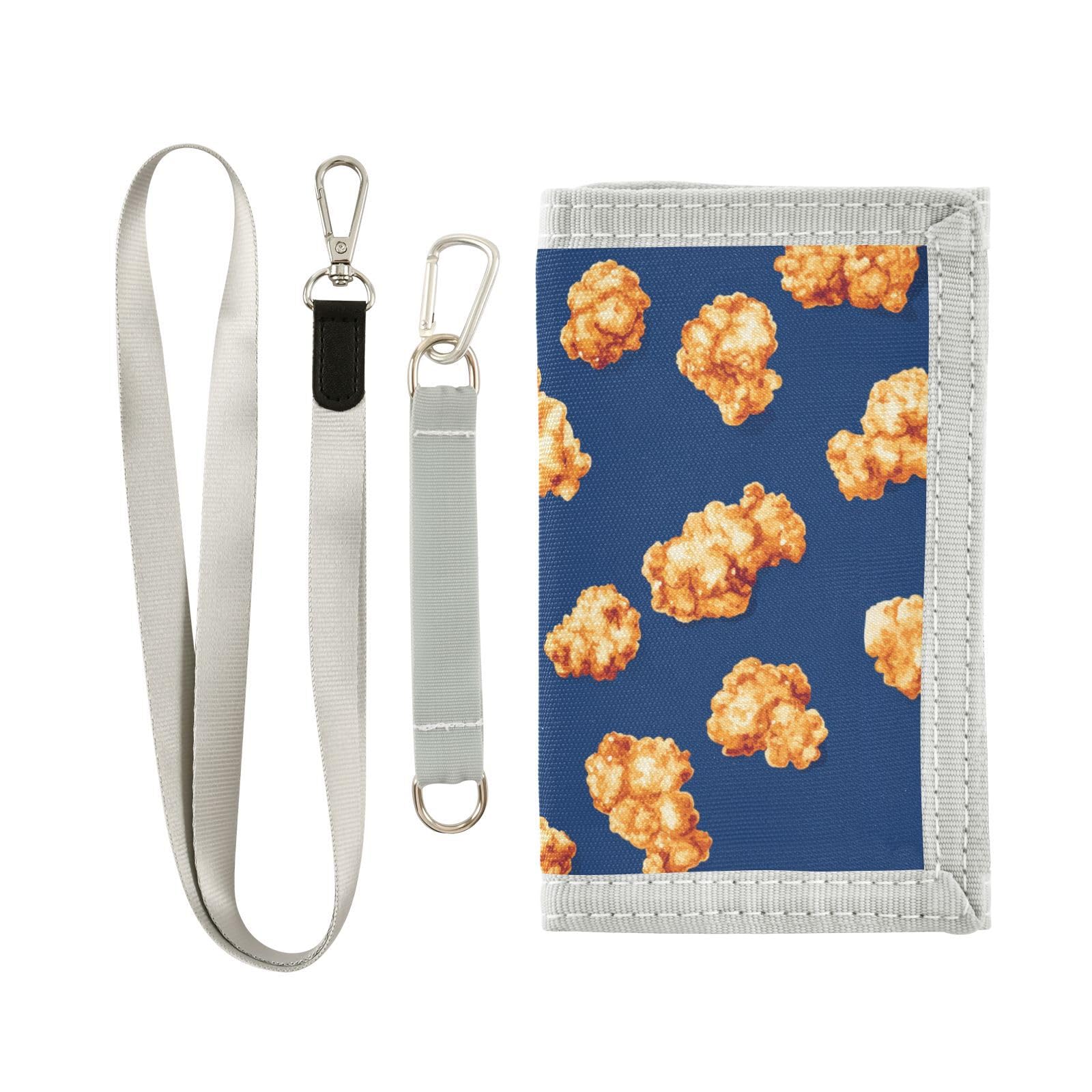 Yoogain Snack Chicken Popcorn Yummy Yellow billfold wallet for woman minimalist money clip with lanyard