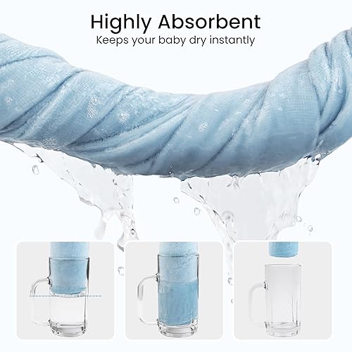 Miniatura 3 de Softan Paquete de 2 toallas con capucha para bebé, toallas de baño de algodón suave de primera calidad con capucha, extragruesas y súper